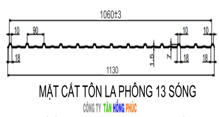 Tôn 13 sóng thường được gọi là tôn la phông 13 sóng